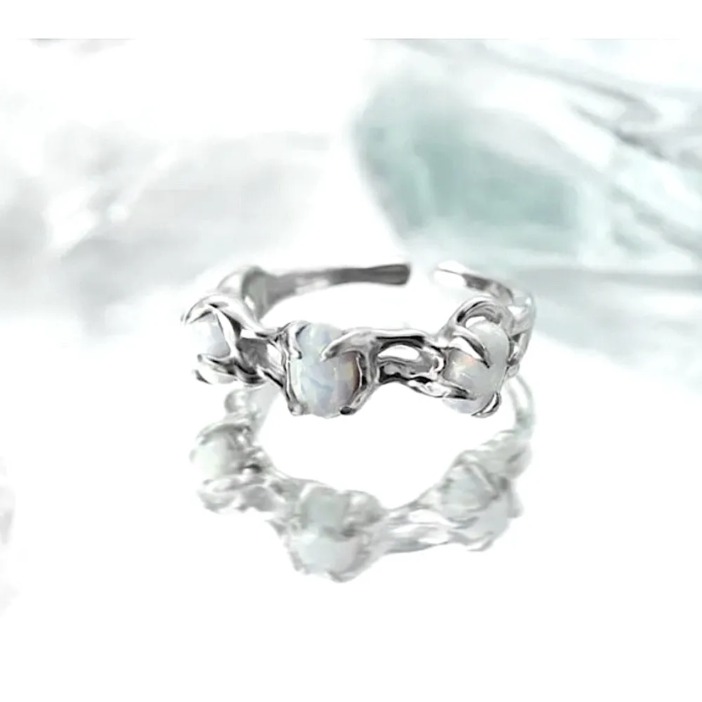 Three Stone Opal Ring | 925 Sterling Silver‎ - Image 8