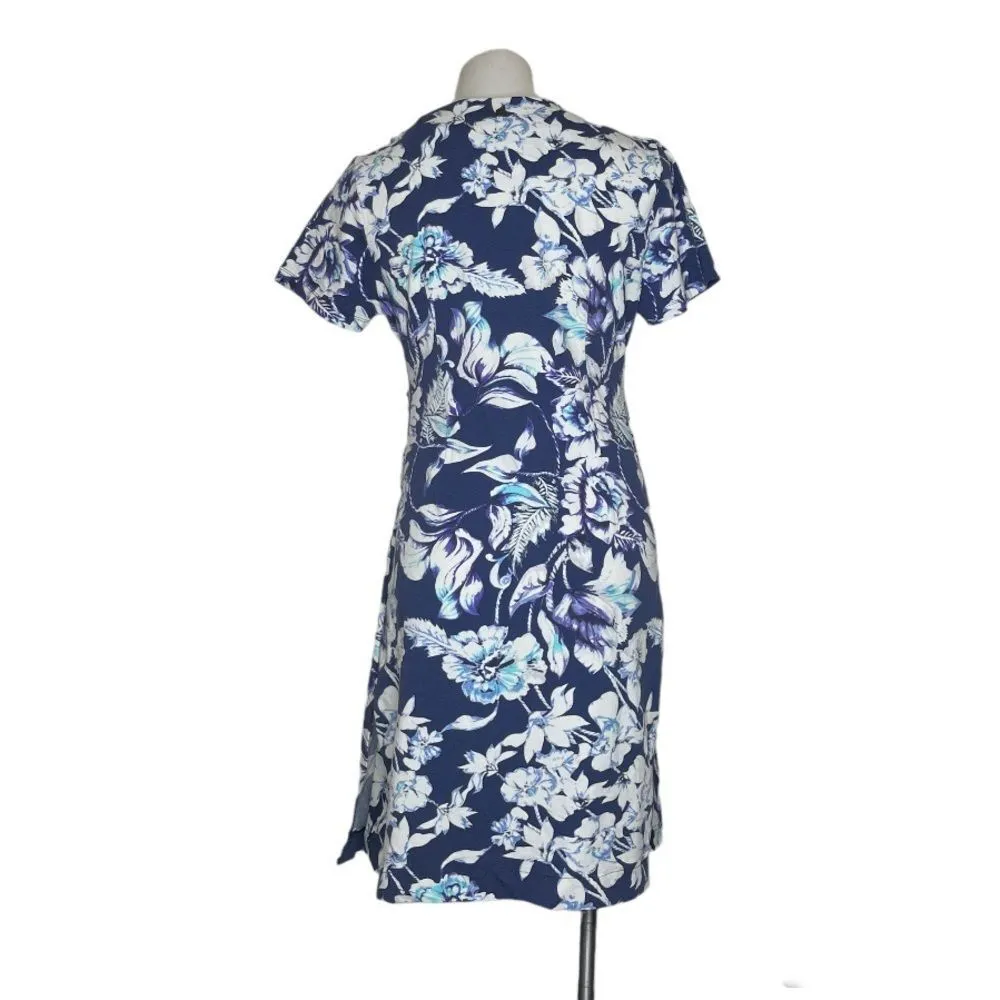 SOFT SURROUNDINGS Shapely Anywhere Dress 28045 Blue Floral Surplice Size Medium - Image 2