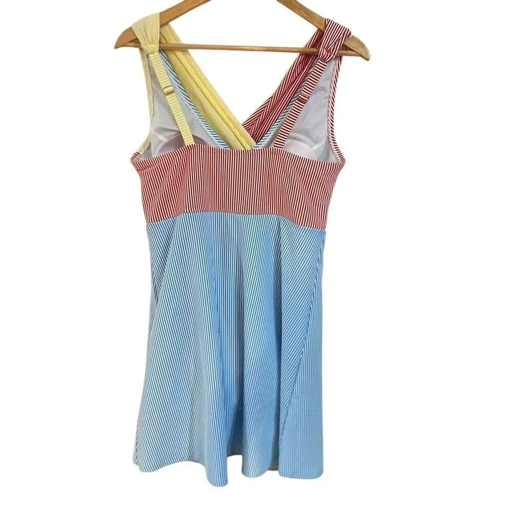 Lands end NWOT bathing suit dress yellow blue red lined size 14 - Image 5