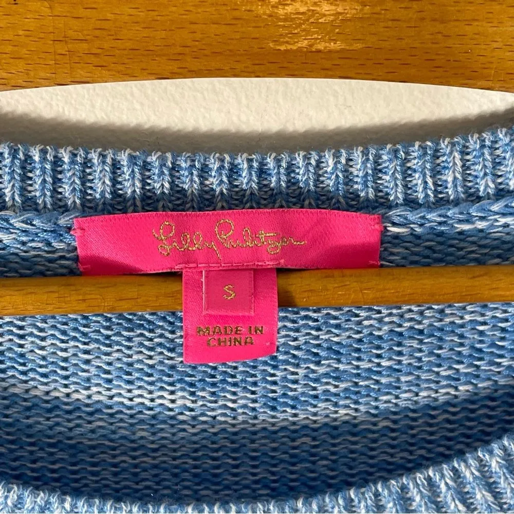 Lilly Pulitzer Zaylia Zanzibar Marled Crewneck Blue Sweater Size S - Image 6