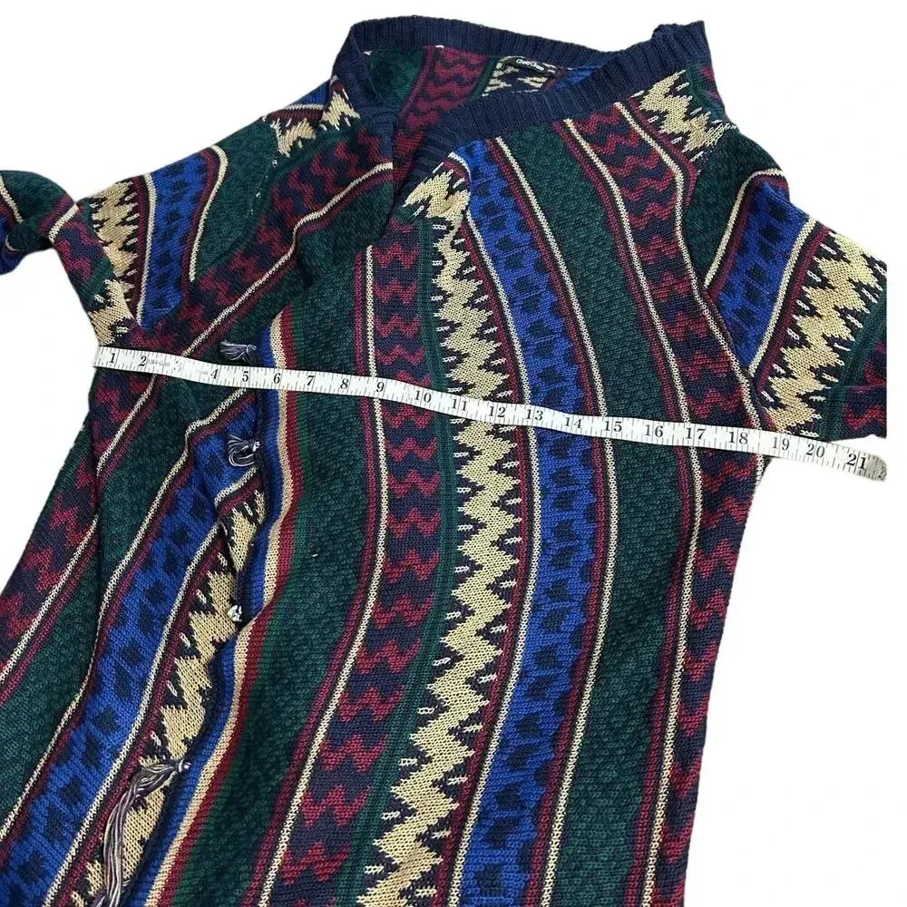 Gee Gee Poncho Size Small/Medium S/M Multicolor Boho Fall Fringe Sweater Blue - Image 5