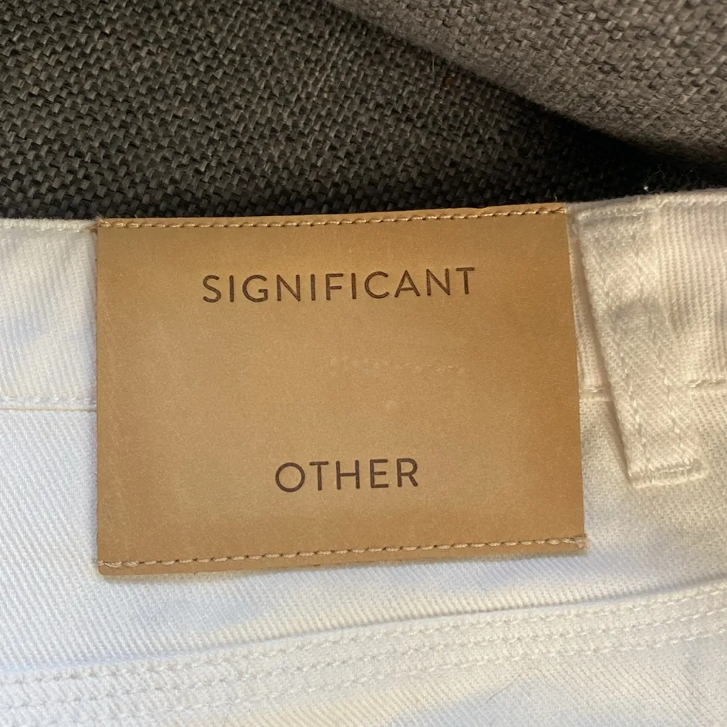 NWT Significant Other Baggy White Denim Shorts US 10 Angled Button Fly Raw Hem - Image 9