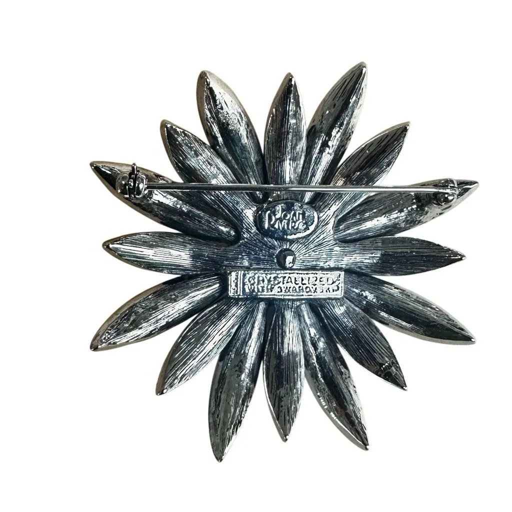 Joan Rivers Swarovski Crystal Flower Brooch Silver - Image 7
