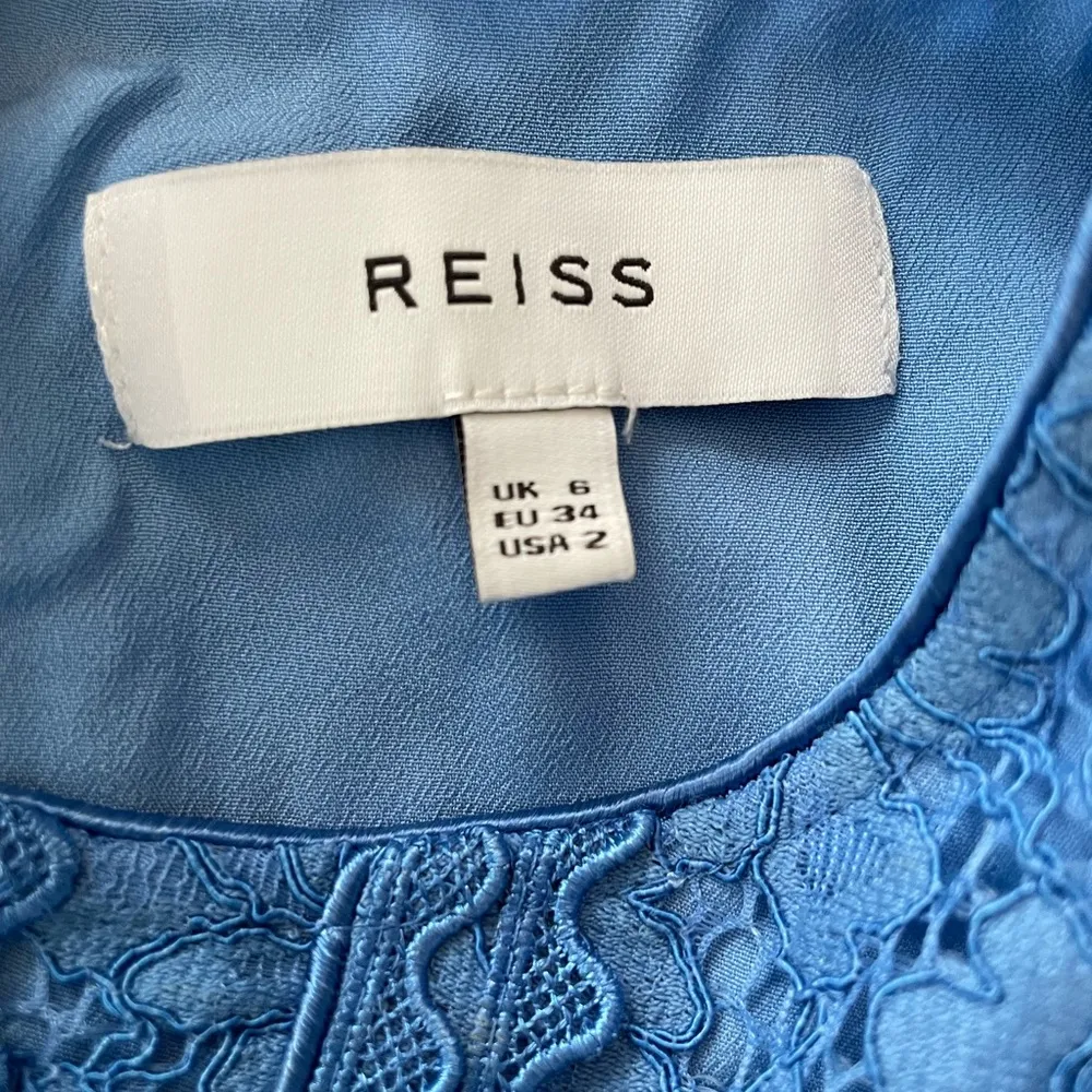 Reiss Blue Azure Suki Lace Shift Dress Size UK 6 USA 2 - Image 3