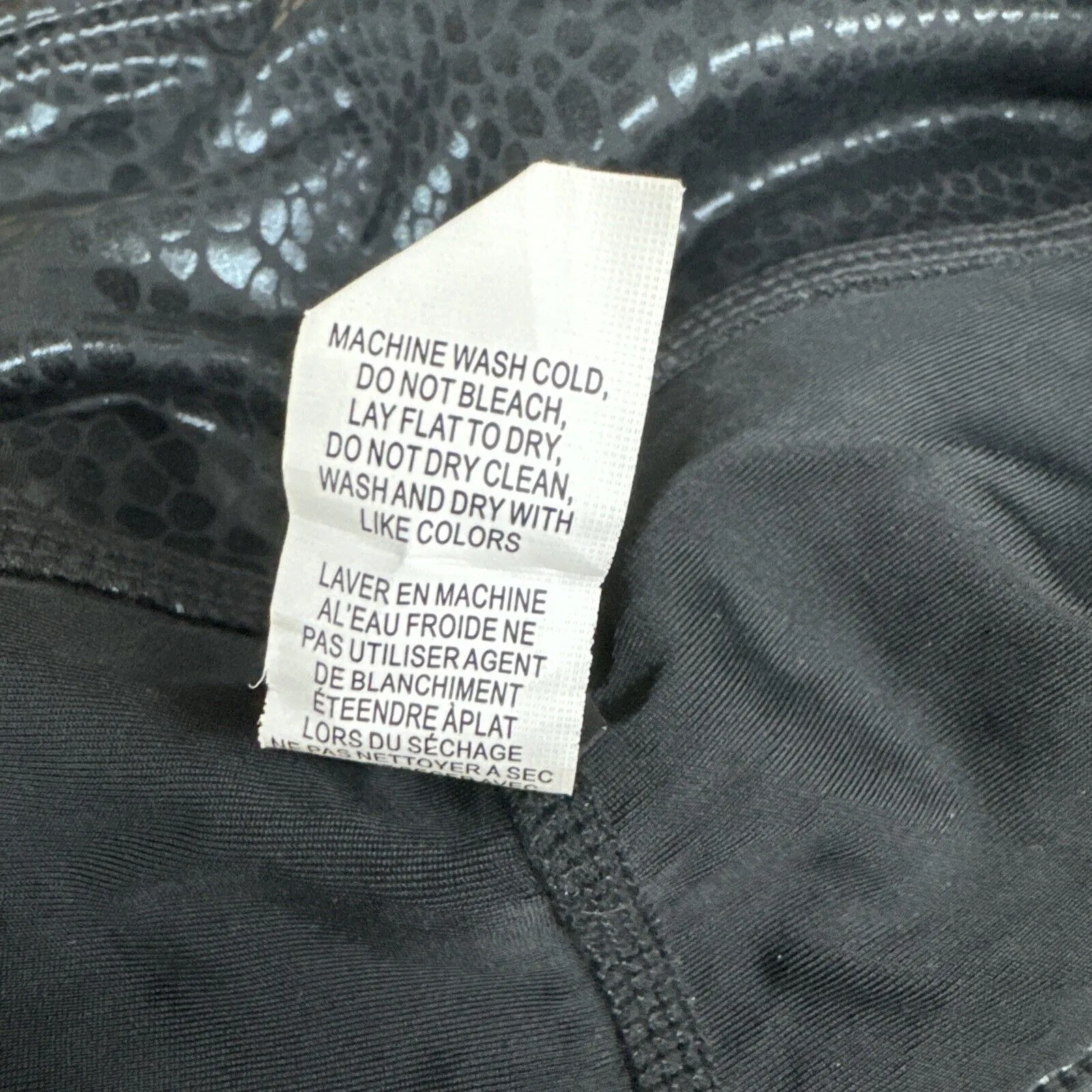 Elerctric Yoga Pants Womens XS Black Skinny Leg Shiny Snake Print Rocker Edgy - Image 9