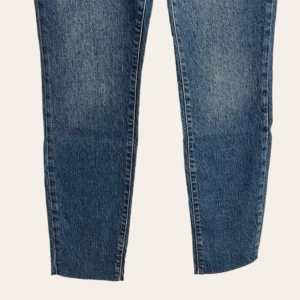 Good American Good Classic High Rise Raw Hem Denim Blue Jeans Size 0/25 NWT - Image 3