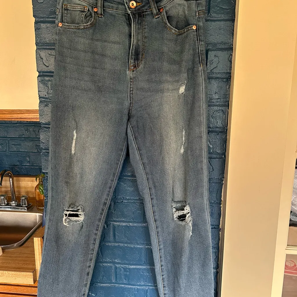 Kendall & Kylie Blue Straight Leg Jeans‎ with Distressed Details - Image 3