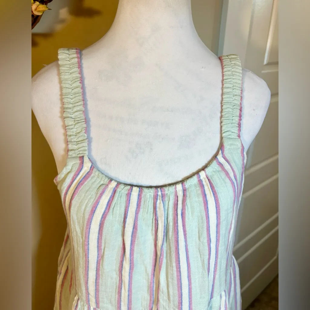 MARINE LAYER Leila Double Cloth Tiered Minidress in Aqua Stripe NWOT Sz XS - Image 3
