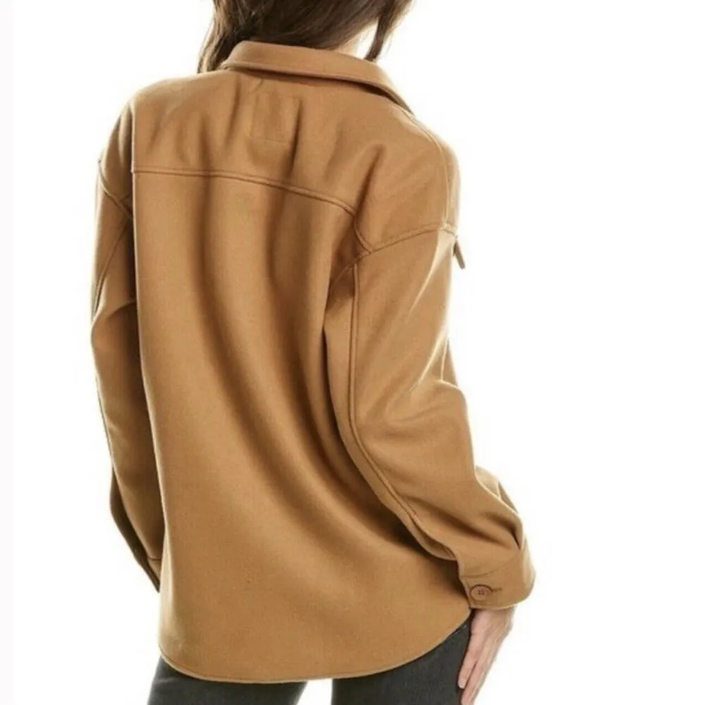 NWT Avec Les Filles Anthropologie Cognac Brown Shirt Tail Button Up Shacket - Image 2