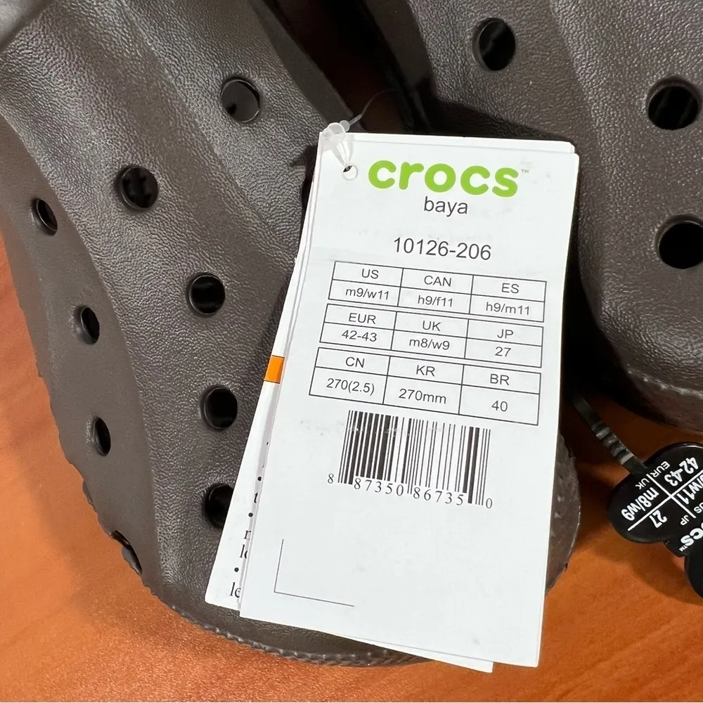 Crocs Chocolate Brown Baya Unisex Clog  Size 9 or 11 #B1867 - Image 5
