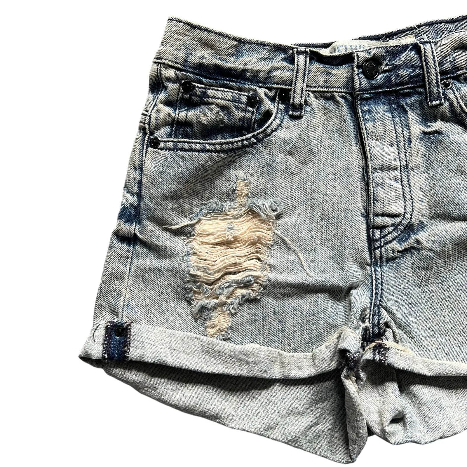 Brandy Melville  Jean Shorts Cut Off Distressed Cuffed Size 40 US 26 - Image 2