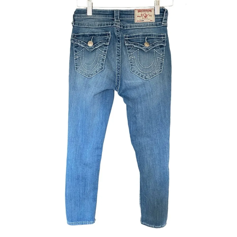 True Religion 28 (6) World Tour denim jean capri women’s button zip closure - Image 2