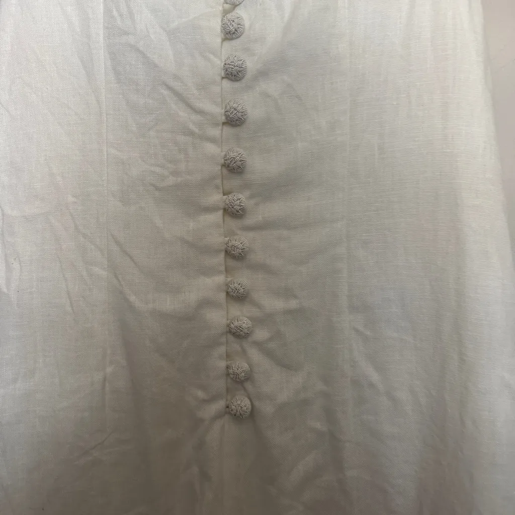 Farm Rio 3D Floral Linen Mini Dress Size Small White - Image 5