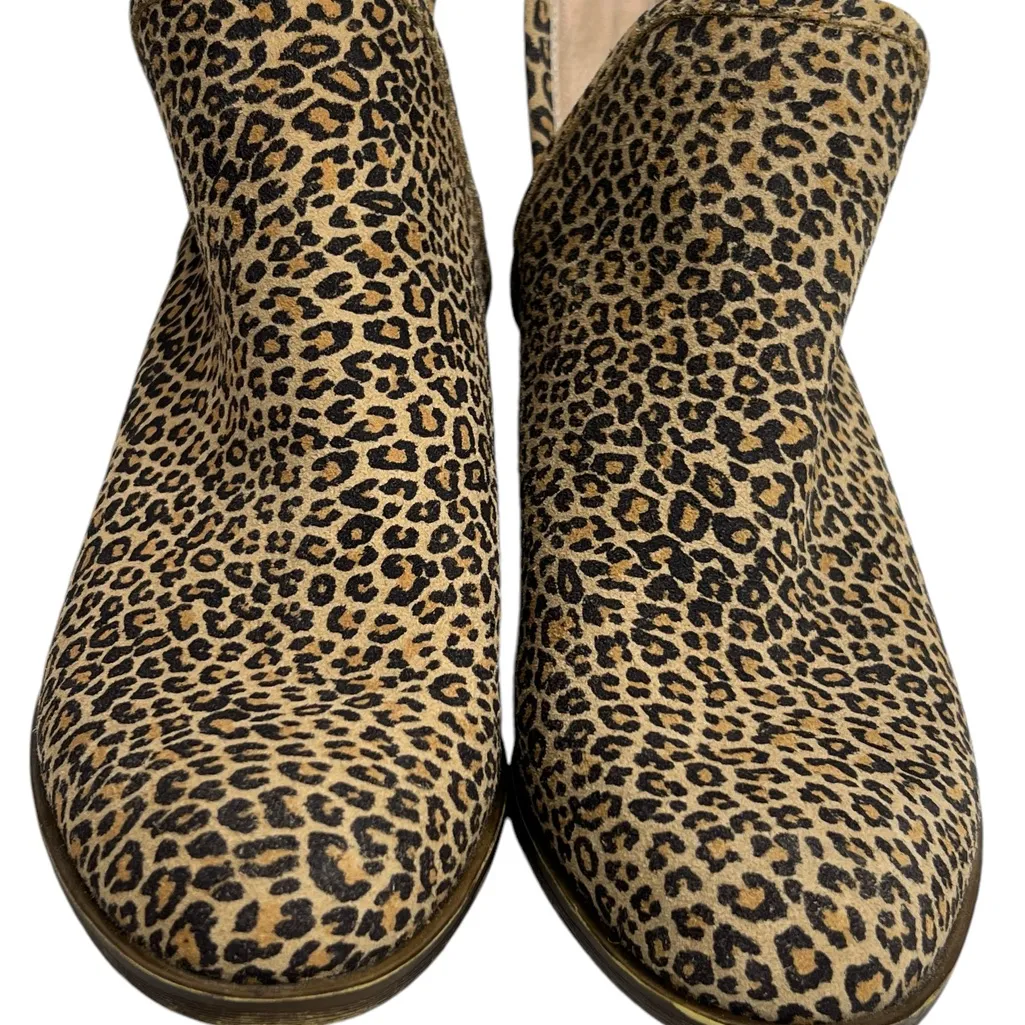 Women’s 8 M Lucky Brand Baley2 Booties Leopard Print Slip On Ankle Heels Baley 2 - Image 6
