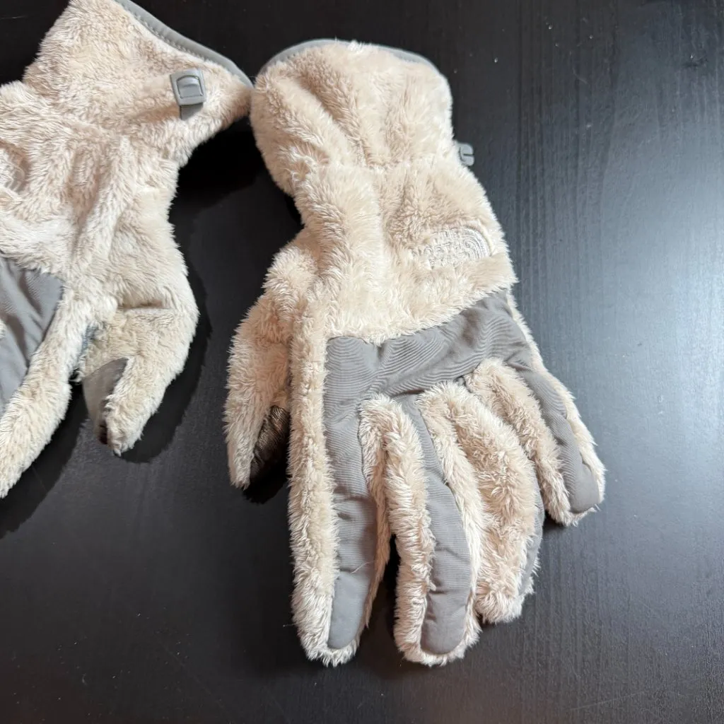 THE NORTH FACE Osito Etip Faux Fur Fleece Gloves Size Medium Grey Blue - Image 5