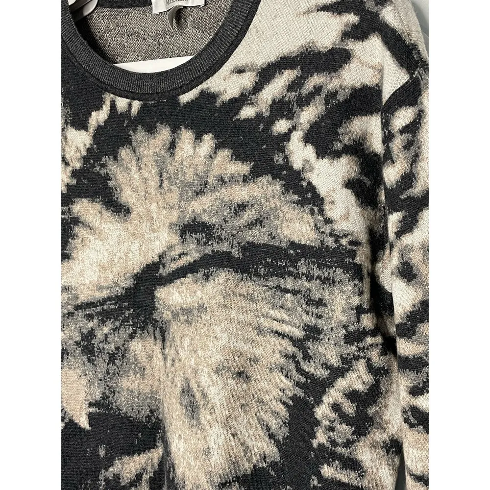 MaxMara Cashmere Blend Pullover Crewneck Sweater Beige Black Size Medium - Image 4