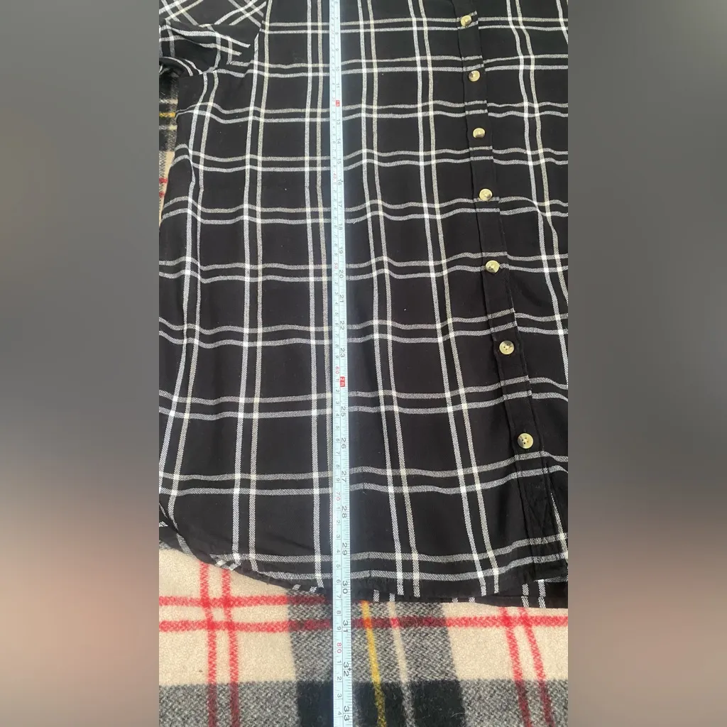 Jachs Girlfriend Women's Super Soft Feel Flannel Shirt 2XL, Black & White,Pocket - Image 6