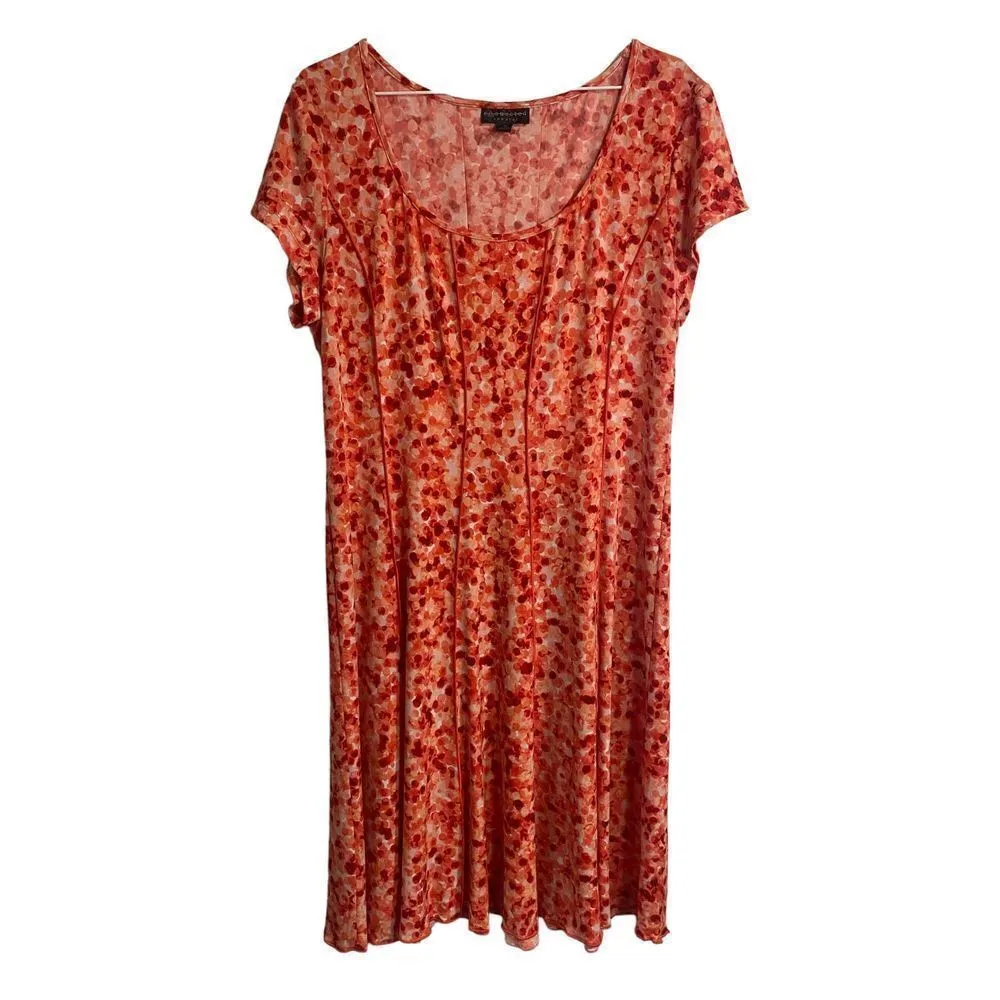 Connected Apparel size 16 coral pink dot patterned  dress - Image 3