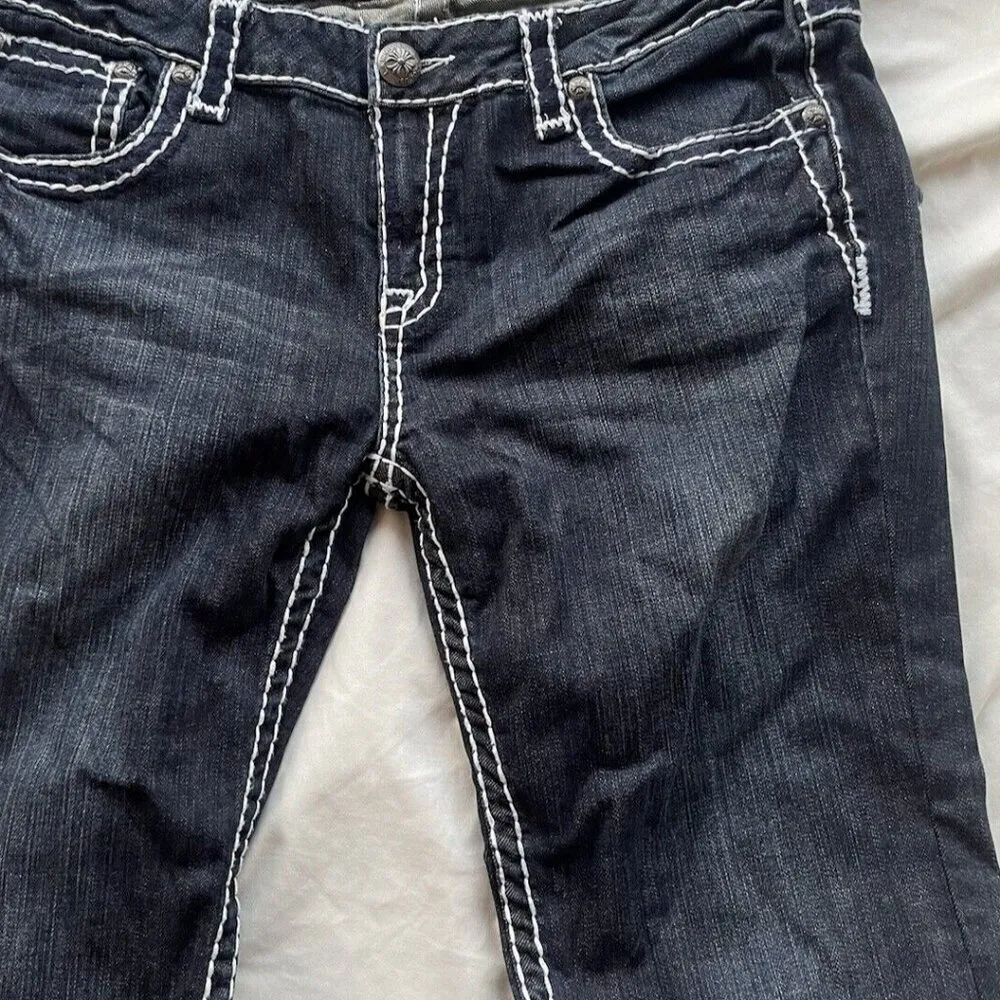 LA Idol Women's Blue Embellished Denim Jeans Size 15 Waist:36x34 in Western USA - Image 6