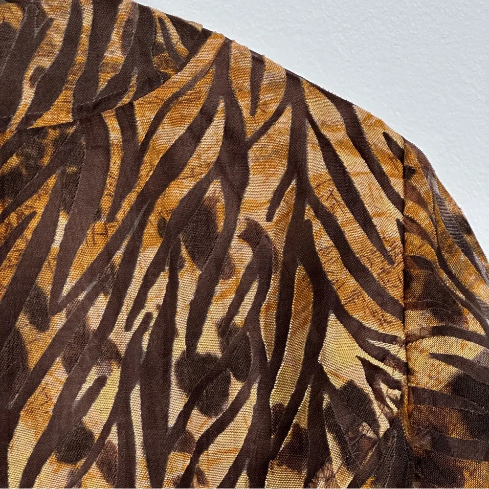 COLDWATER CREEK Size 12 Animal Print Brown Jacket Shirt Blouse Top - Image 3