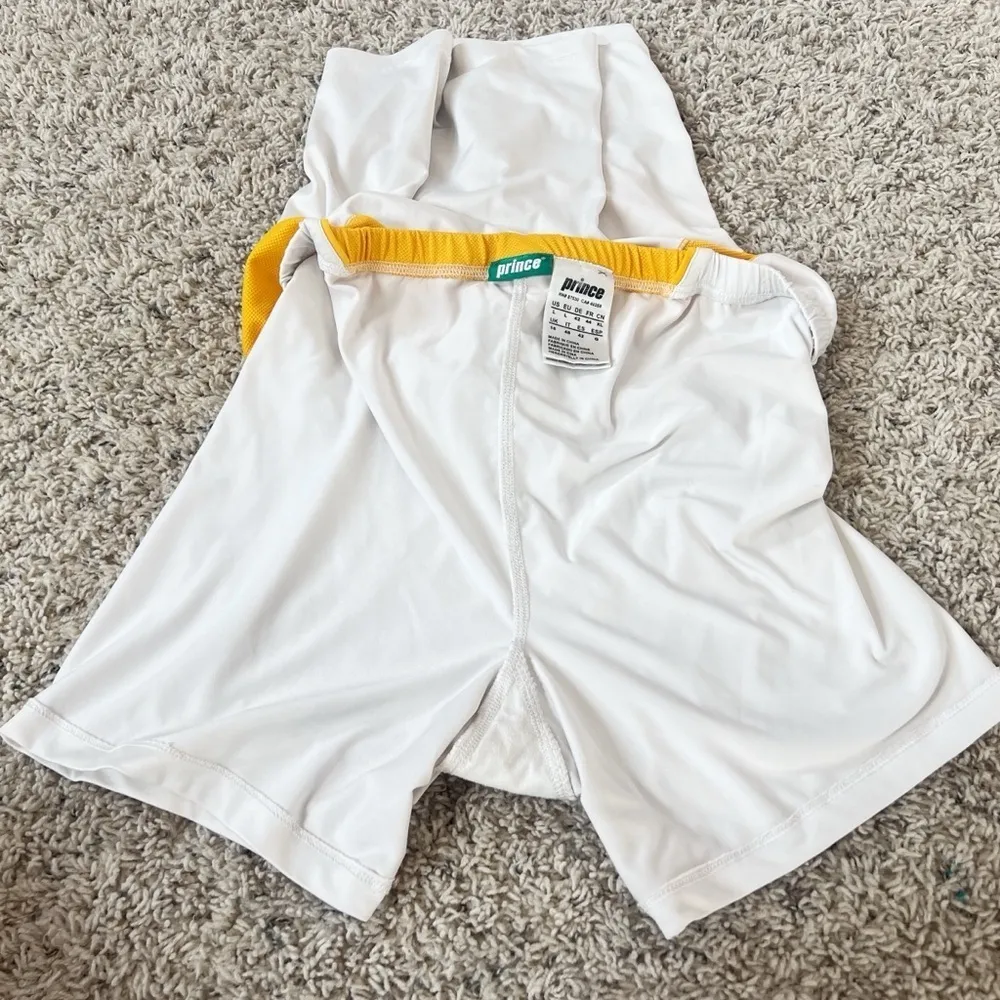 Prince Vintage Athletic Tennis Skort White Yellow Pull On Waist Size Large - Image 5