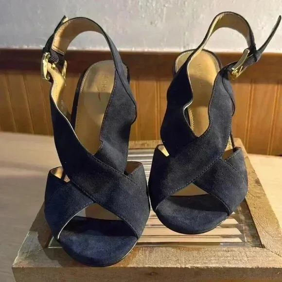 Michael Kors “Becky” Criss Cross Blue Suede Sandals - Image 2