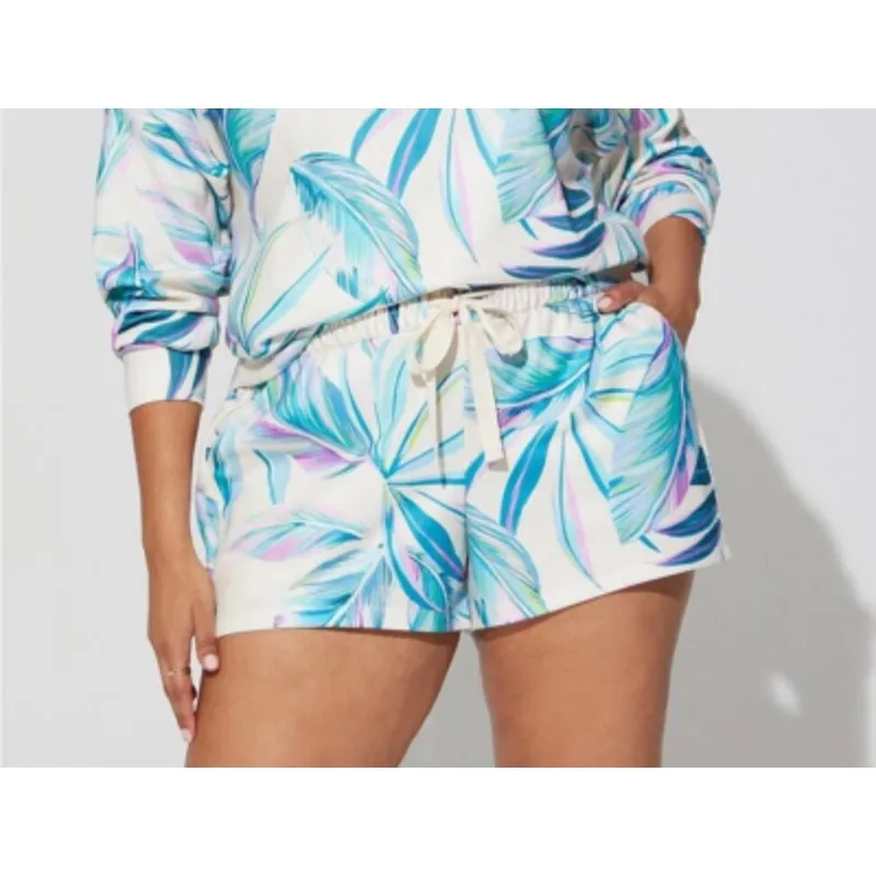 Torrid Women's‎ Terry Cloth Split Side Beach Short Leaf Pattern 4 4X - Image 3