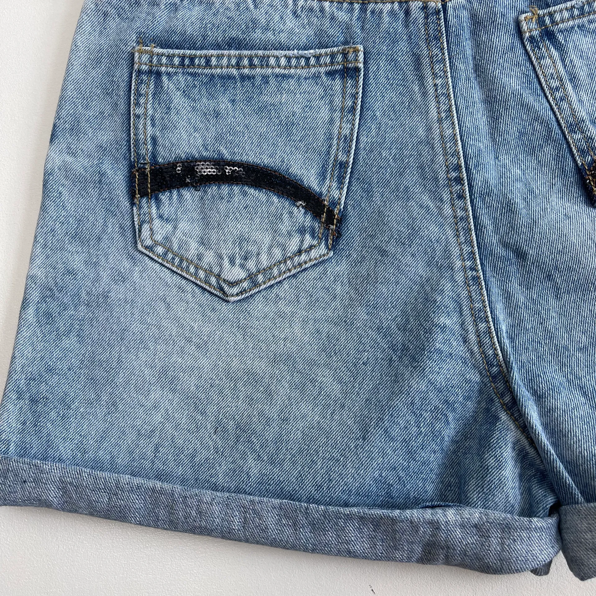 Leopard Sequined High Waist Denim Shorts - Image 6