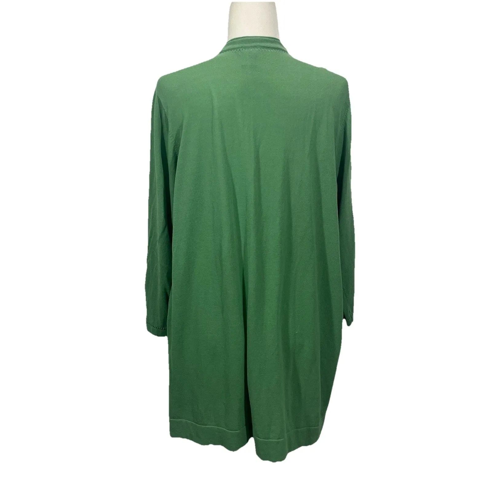 Chicos Summer Romance Button Front Long Light Cardigan Size XL Green Lagenlook - Image 3