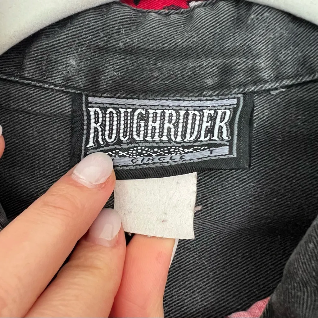 Vintage 90s RoughRider Western Button Down Shirt Women S Longhor Red USA Rodeo Size XS - Image 8