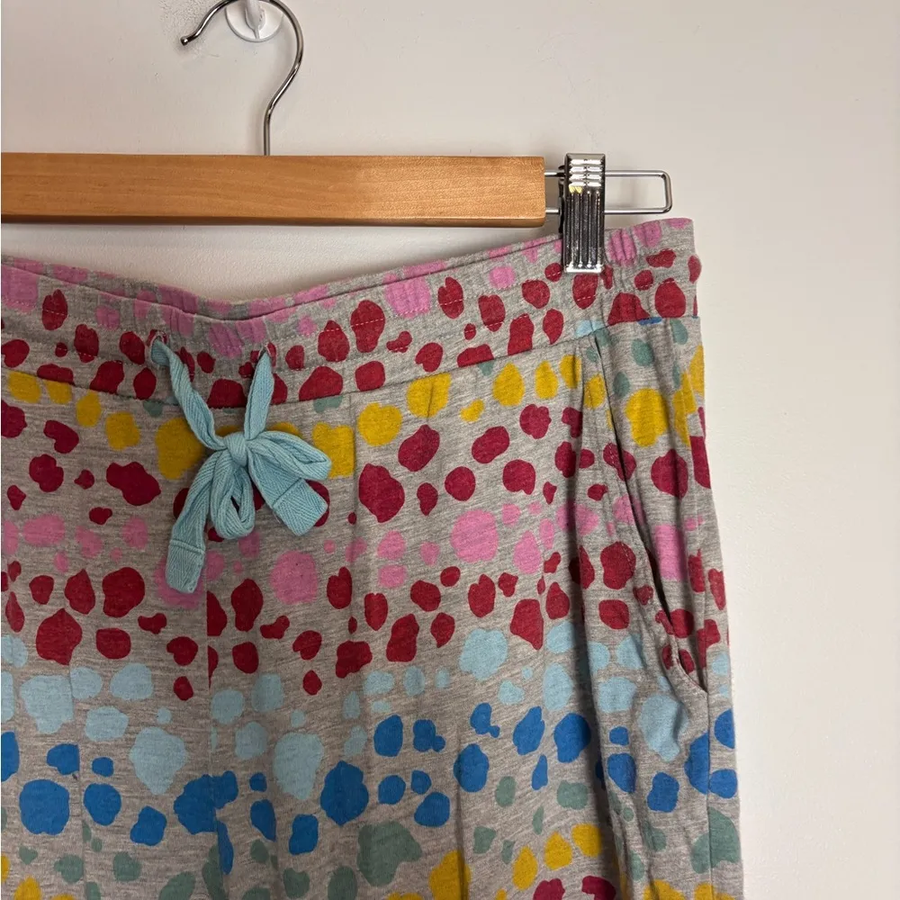 Boden Alba Polka Dotted Jersey Colorful Comfy Lounge Pajama Bottoms Pants Blue Size M - Image 4
