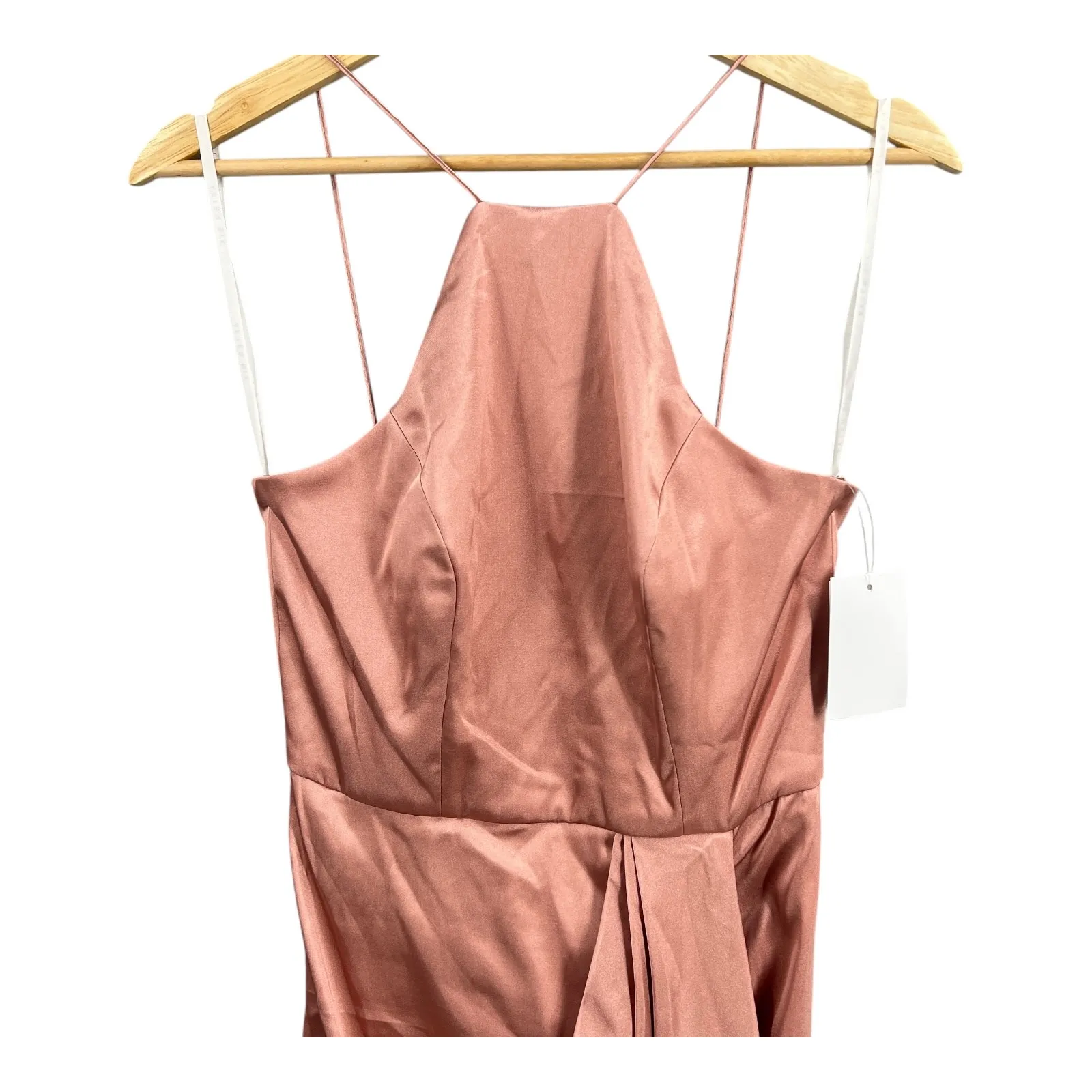 After Six Dress Desert Rose Halter‎ Neck Satin Gown Tulip Hem Pink Size 0 New - Image 2