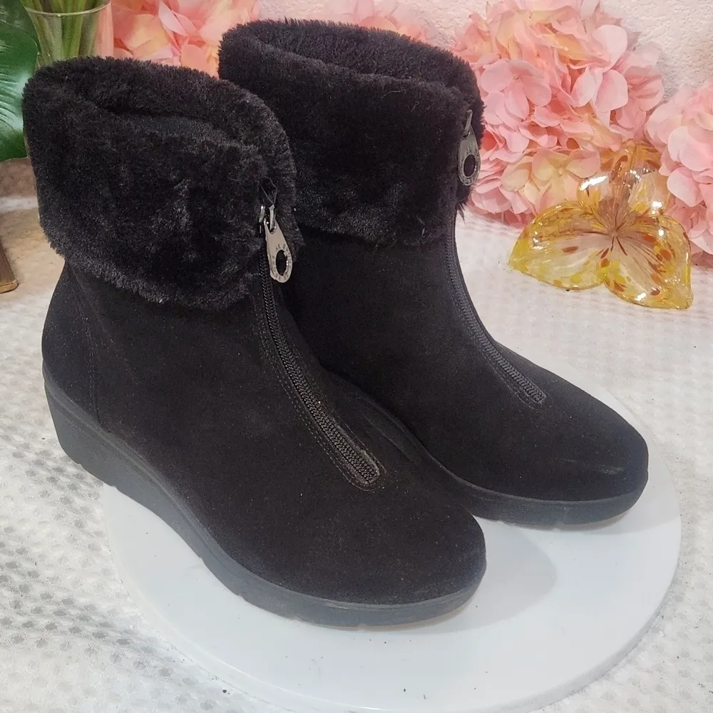 ANNE Klein Sport Winter Bootie Black Suede Water Resistant Size 7.5M - Image 5