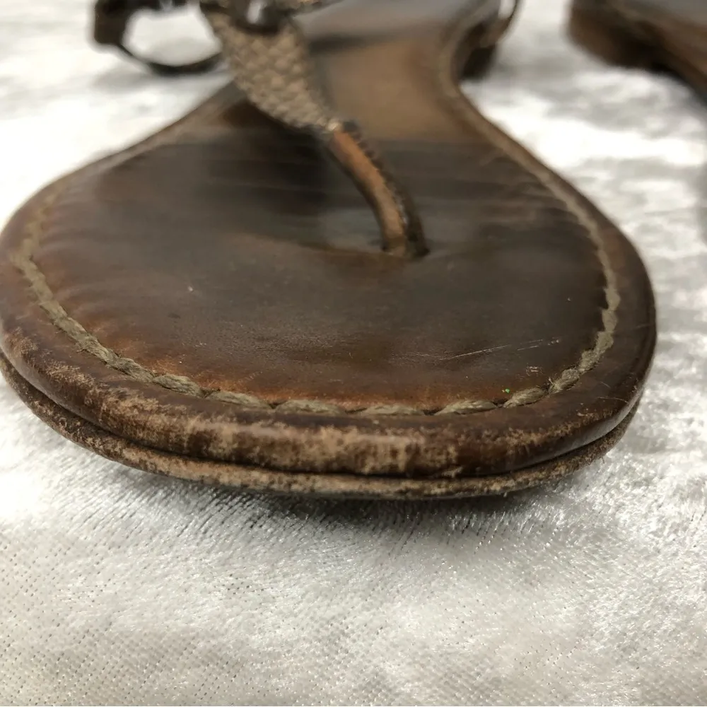 FRYE Carson T-Strap Sandal Dark Brown Ladies 9M - Image 9