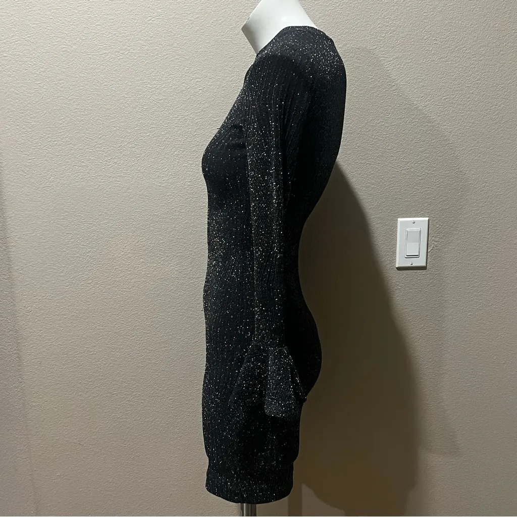 Michael Kors bell sleeve textured metallic short dress Black Size XXS - Image 5