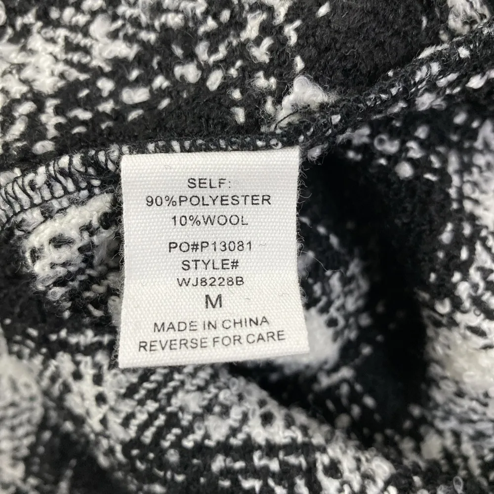 TIMING Shirt Jacket Womens Black/White Sz M Plaid Shacket Wool Flannel Style NWT - Image 6