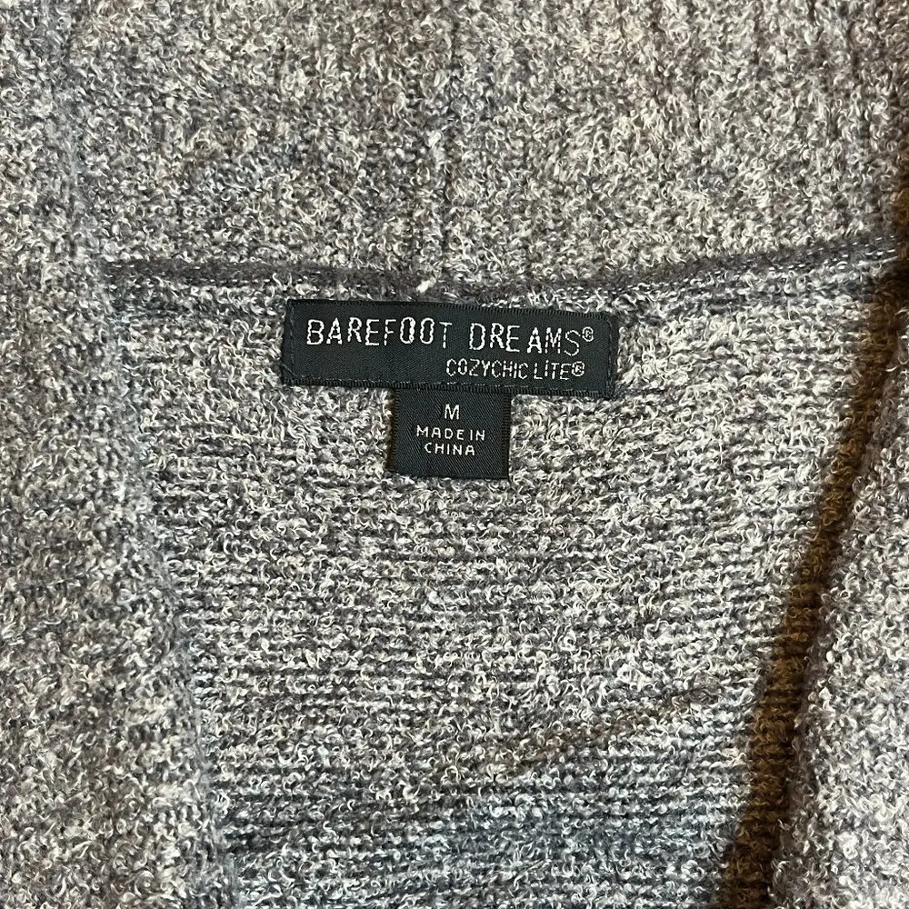 Barefoot Dreams Cozy Chic Lite Cabin Cardigan Sweater Black/Gray Pockets SZ M - Image 4