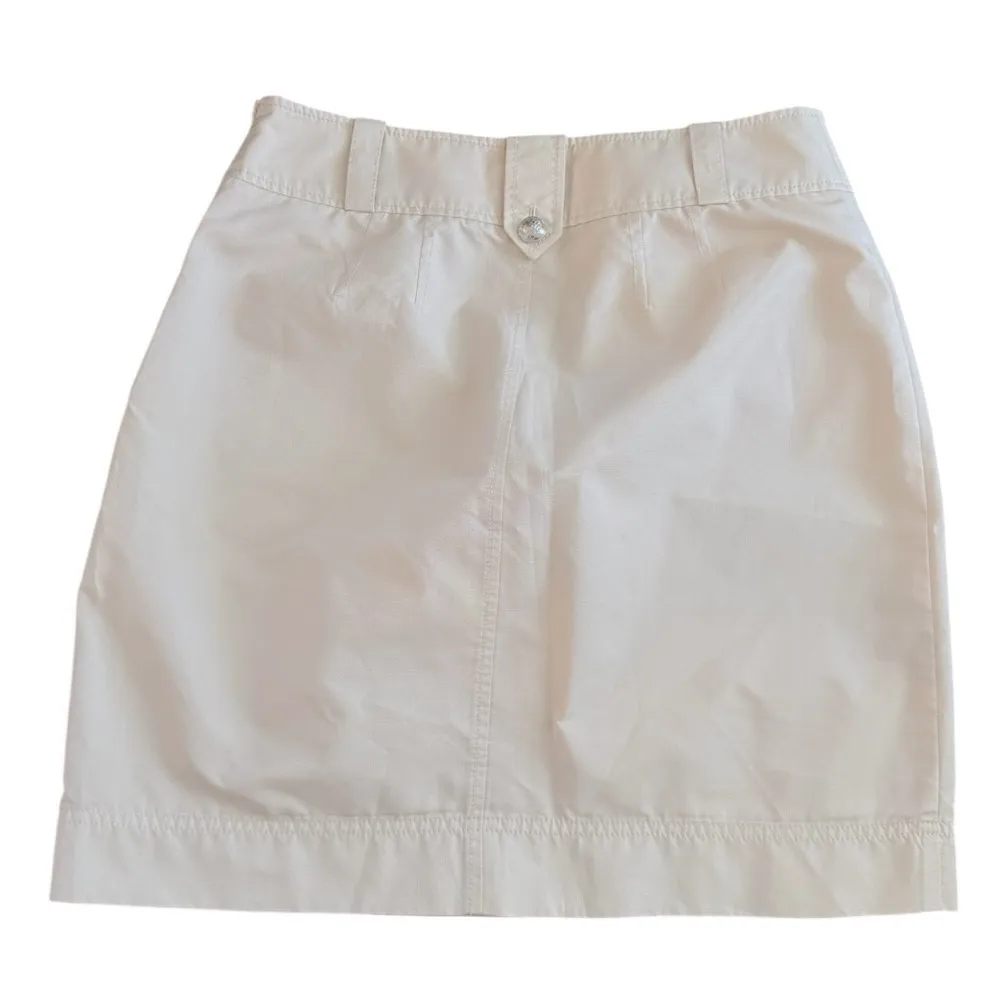 ST. JOHN Light Tan Cargo Skirt Double Pocket Silver Button Size 8 - Image 4