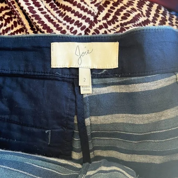 Joie Merci Low-Rise Striped Shorts, Dark‎ Navy Womens Size 2 Linen Low Rise Slim - Image 6