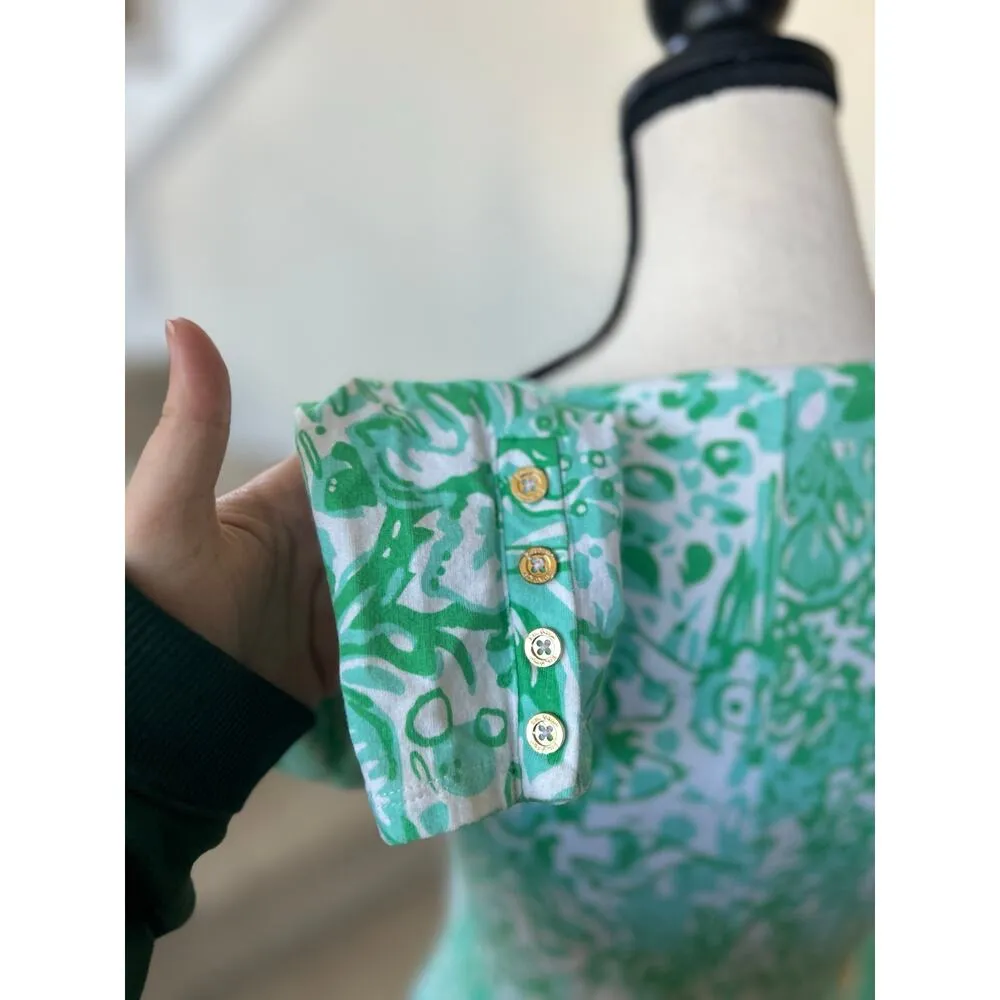 Lilly Pulitzer Green Bungle in the Jungle Long Sleeve V-Neck Mini Dress - Image 5