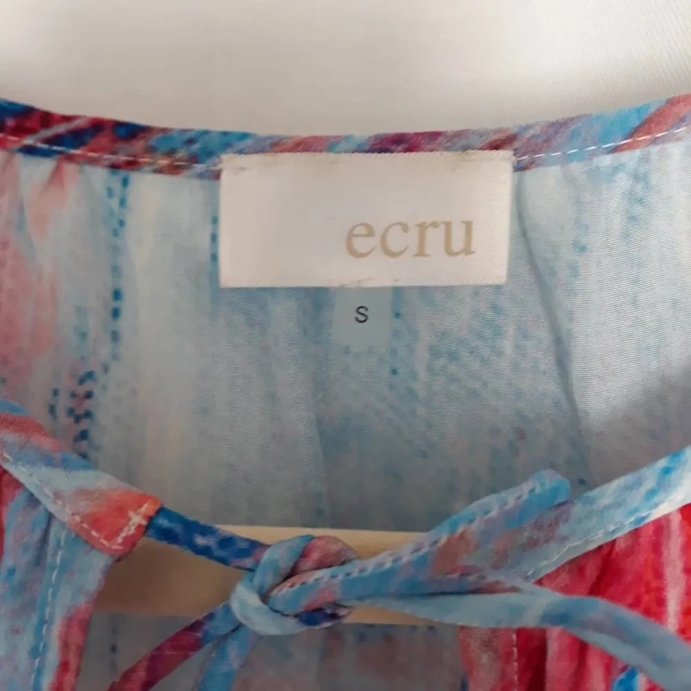 ecru Sleeveless Multicolor Silk Keyhole Camisole S - Image 3