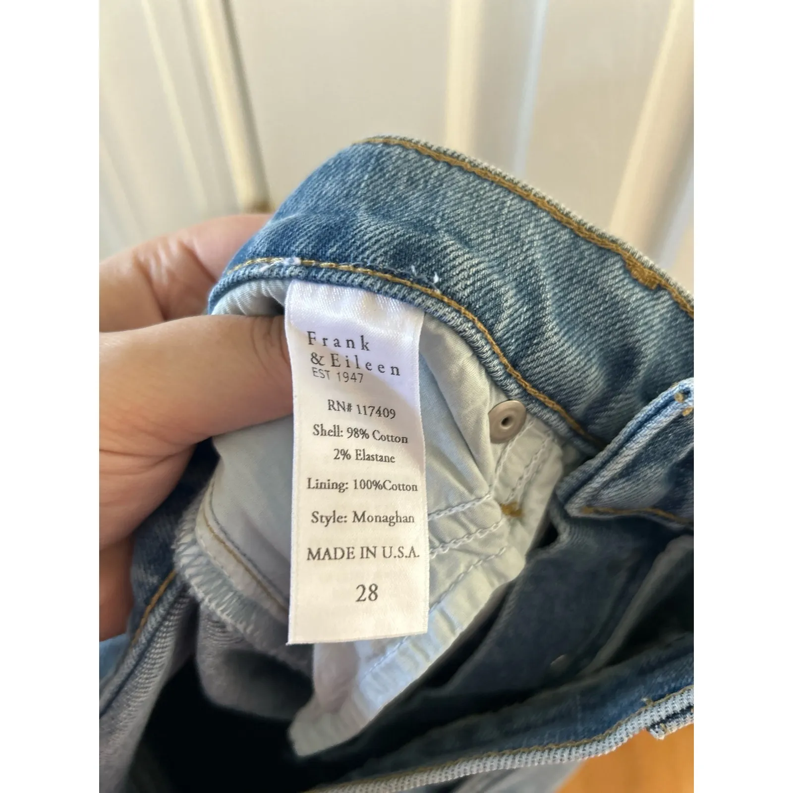 Frank & Eileen Monaghan Cropped Raw Hem 90s Light Blue Jeans - Image 7