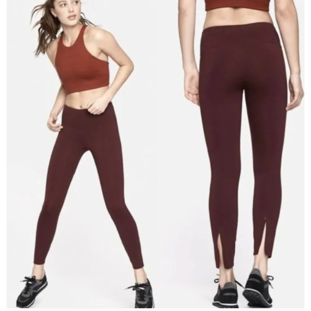 Outdoor Voices Sprint Thermal Legging Burgundy w/ Ankle Zip Size Medium - Image 7