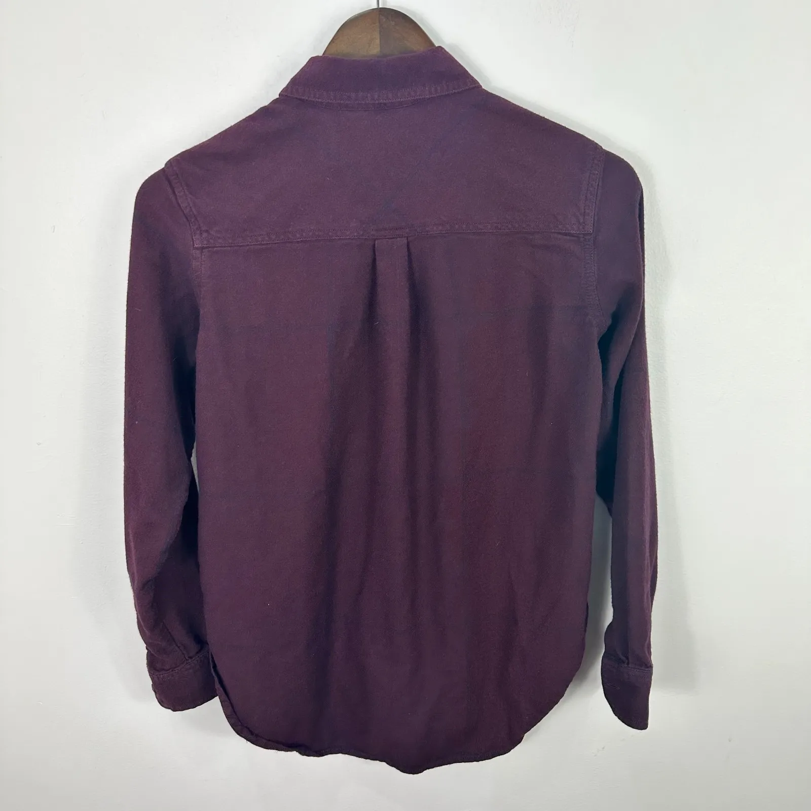 Athleta Button Down Shirt Women's XXS‎ Burgundy Heat Tech Flannel Preppy Grunge - Image 2