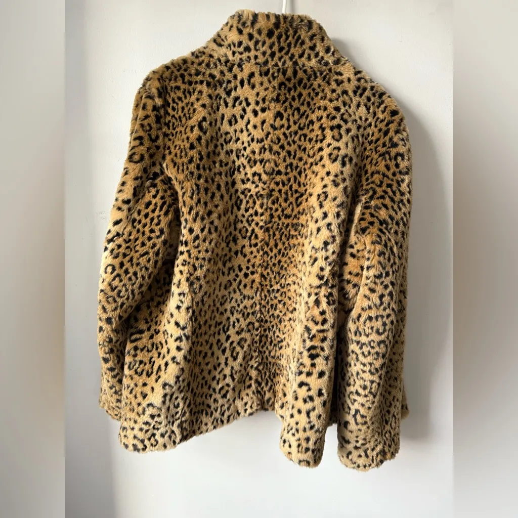 VTG White Stag Leopard Print Faux Fur Coat Jacket Zip Up Jacket Hippie Size M L - Image 12