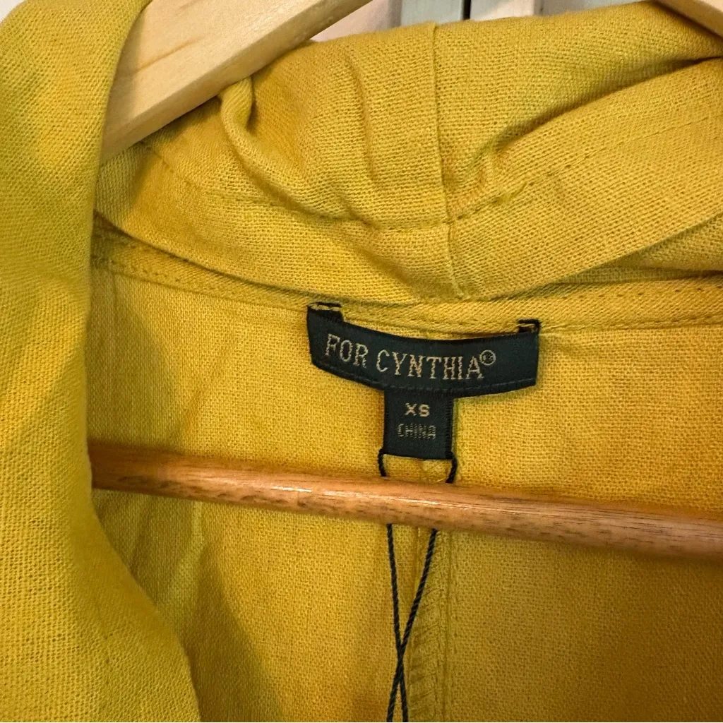 For Cynthia Chartreuse Cowl Neck High Low Linen Blend Dress Size XS - Image 10