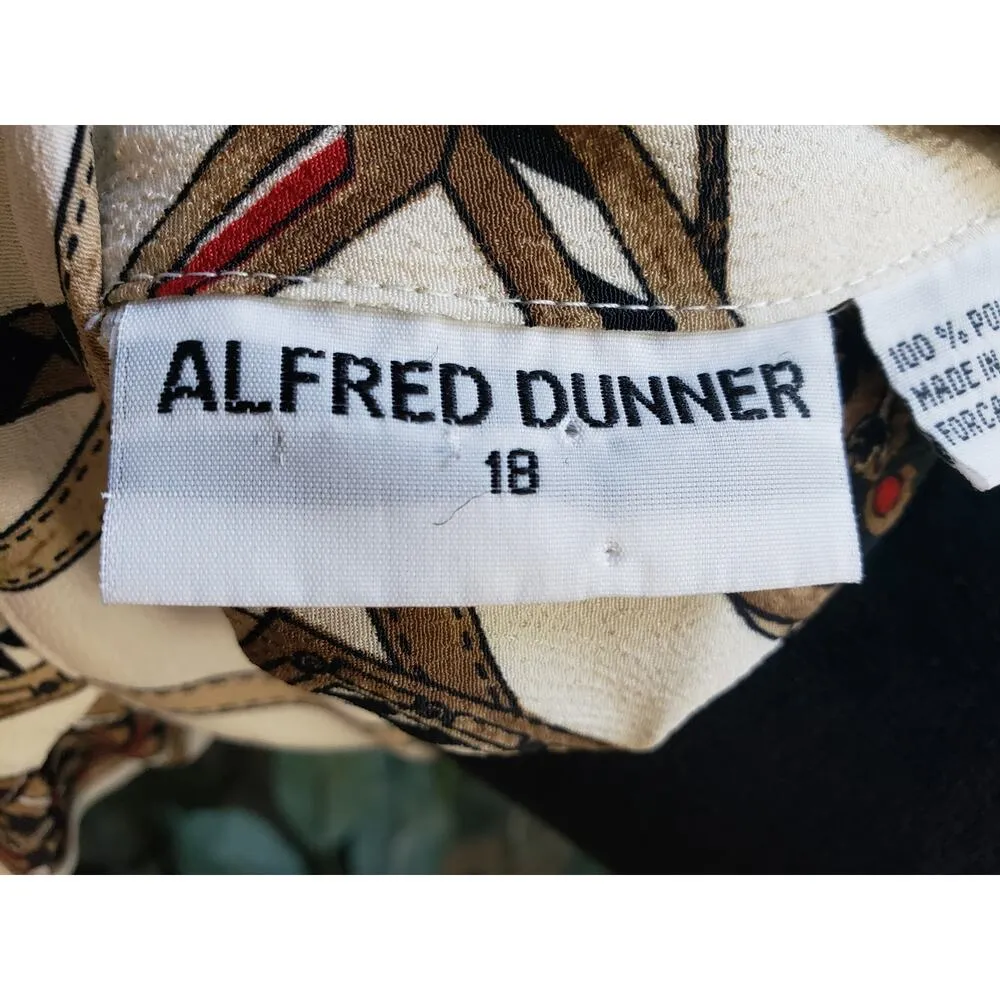 Alfred Dunner Button Down Shirt Women Size 18 Beige & Brown Long Sleeve Collared - Image 2