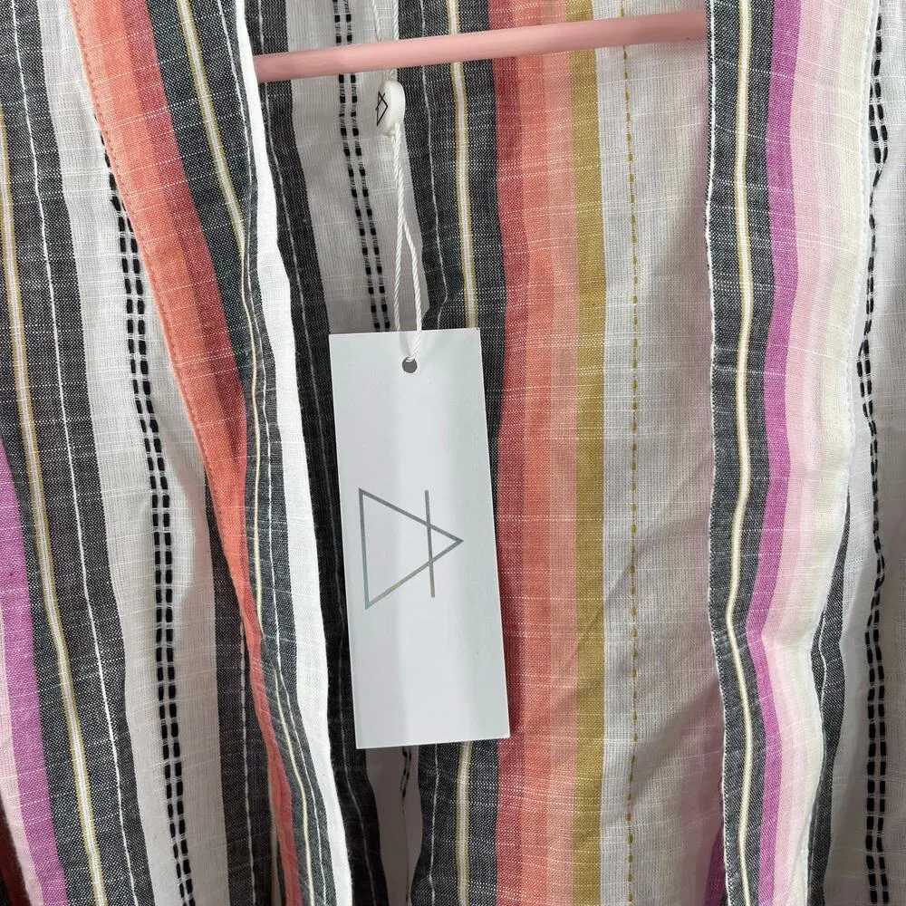 SAGE THE LABEL Cardigan Medium Kimono 100% Cotton Stripe Beach Travel Boho NWT - Image 6