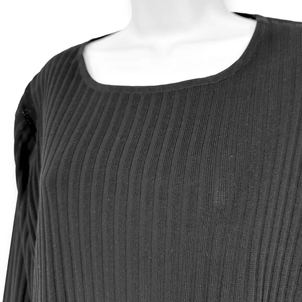 Misook | XL | Black Ribbed Knit Side-Split Long Sleeve Pullover Tunic Sweater - Image 4