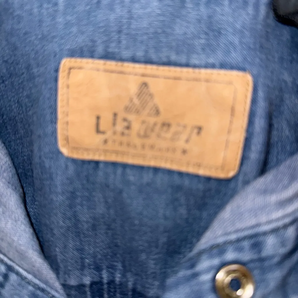 Vtg Liz Wear Women’s Sz 12 (Large) Denim Button Down Shirt Pearl Snap Blue - Image 3
